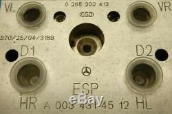 ABS ESP Mercedes Benz A140 A160 A170 A190 A0034314512 0265202412 0265202414